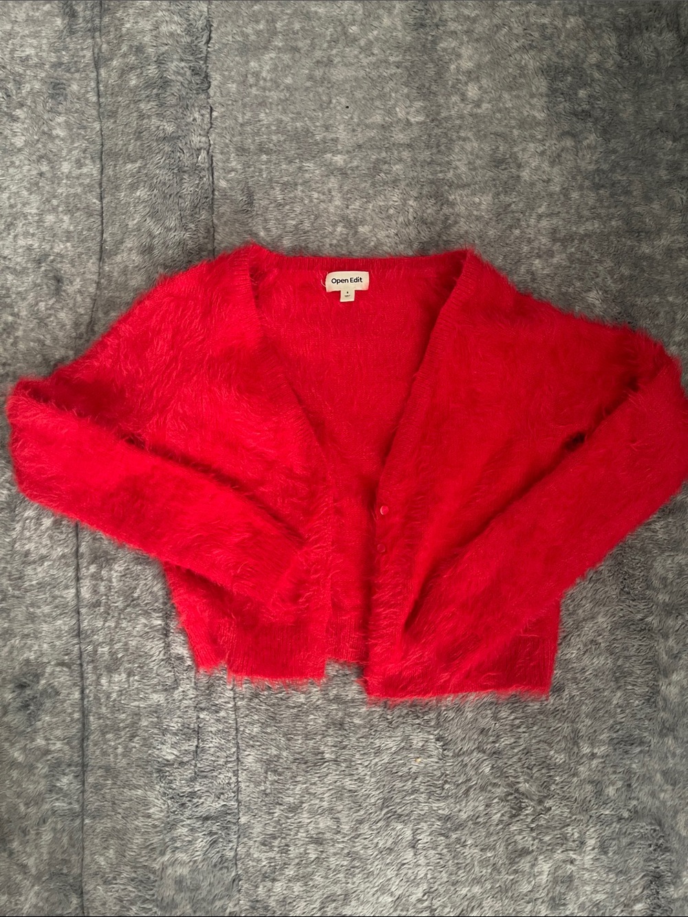 Mohair fuzzy red cardigan